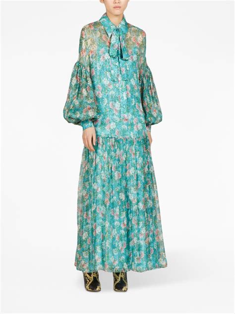 gucci gold floral dress|Gucci maxi dress floral.